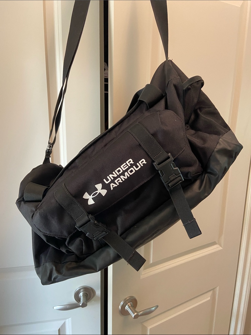 Under Armour Black Duffel with White Logo - Sport Carry Bag